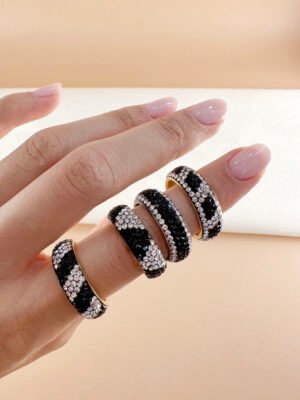Bague strass bicolore en acier inoxydable