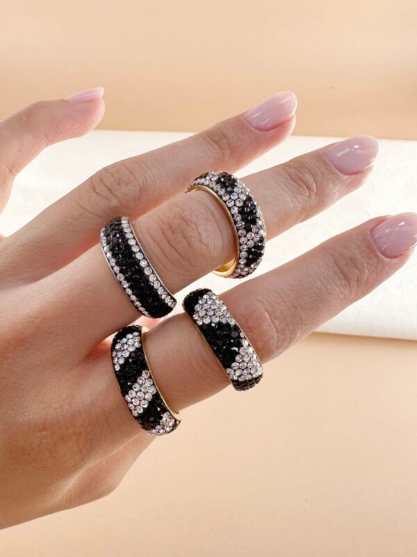 Bague strass bicolore en acier inoxydable – Image 3