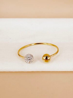 Bracelet avec boule strass et dorée