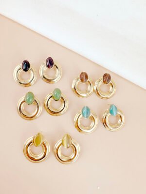Boucles d’oreilles pendantes avec perles en acier inoxydable