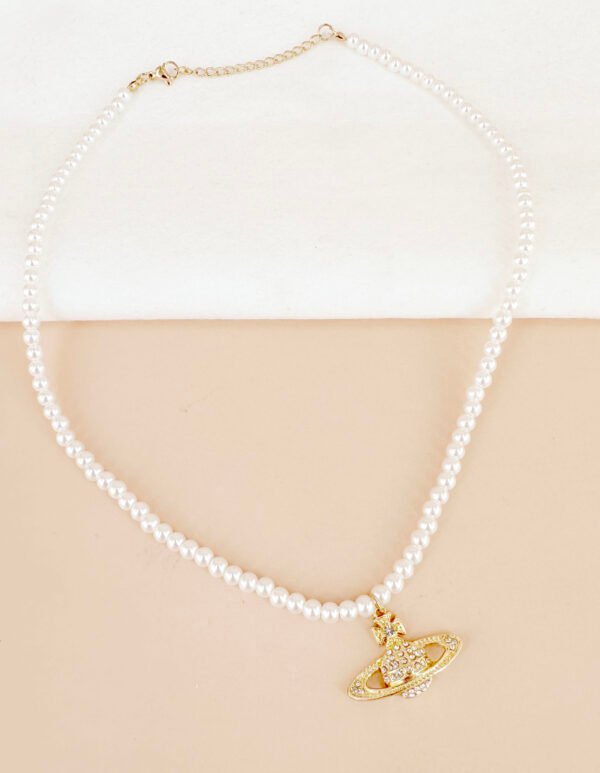 Collier planète en strass doré – Image 2