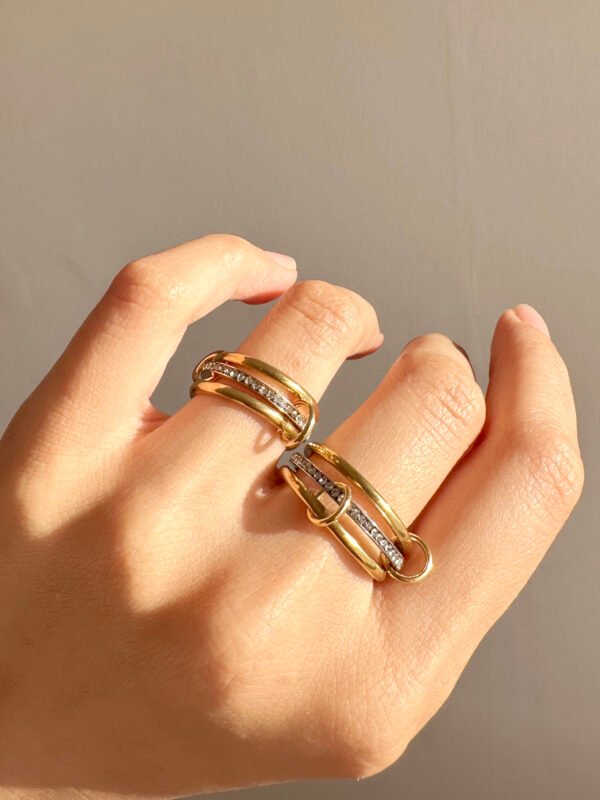 Bague Stella Triple Alliance avec strass en acier inoxydable