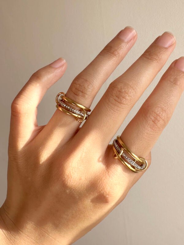 Bague Stella Triple Alliance avec strass en acier inoxydable – Image 6