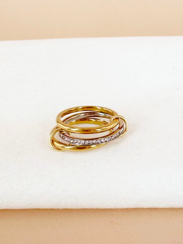 Bague Stella Triple Alliance avec strass en acier inoxydable – Image 4