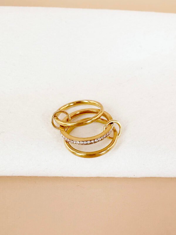 Bague Stella Triple Alliance avec strass en acier inoxydable – Image 3