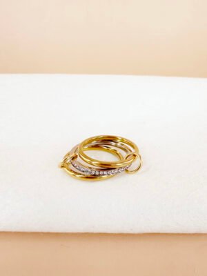 Bague Stella Triple Alliance avec strass en acier inoxydable