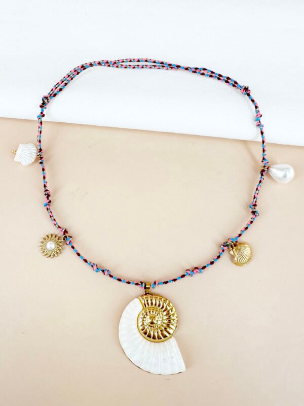 Collier cordon breloques coquillage en acier inoxydable – Image 2