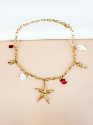 Collier breloques charms étoile de mer en acier inoxydable