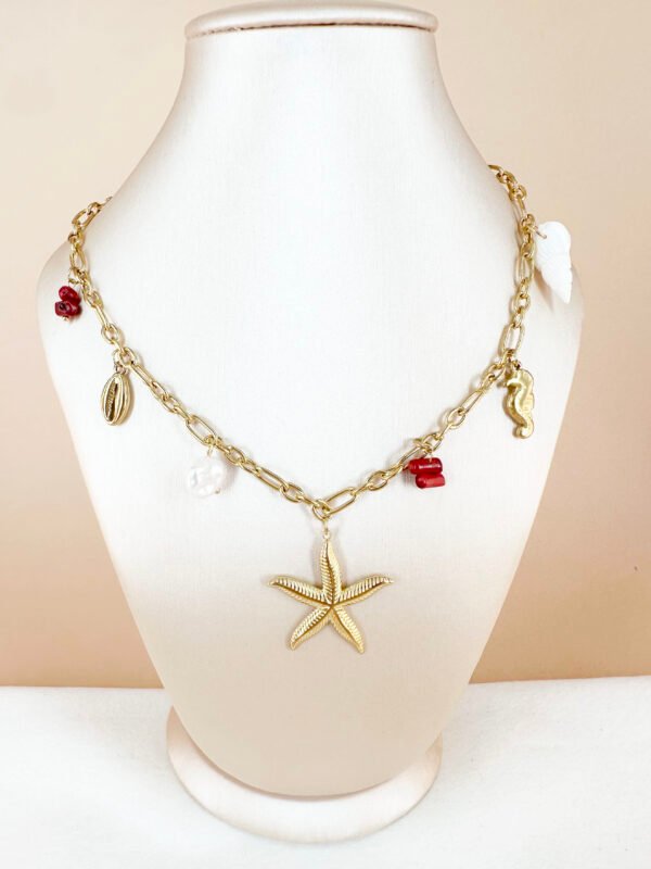 Collier breloques charms étoile de mer en acier inoxydable – Image 3