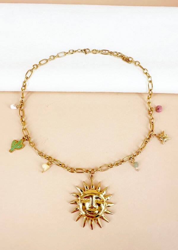 Collier breloques soleil en acier inoxydable – Image 2