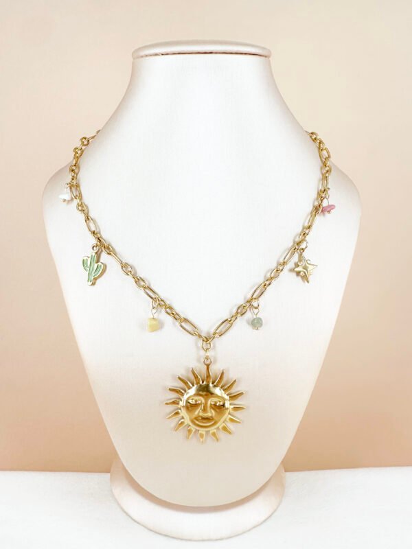 Collier breloques soleil en acier inoxydable – Image 3