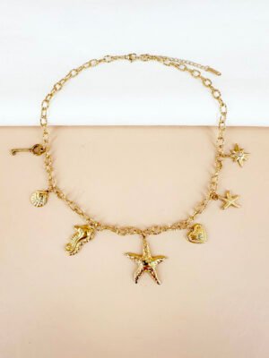 Collier breloques charms mer océan en acier inoxydable