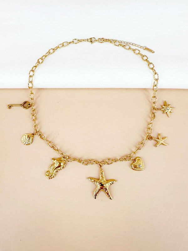 Collier breloques charms mer océan en acier inoxydable – Image 2