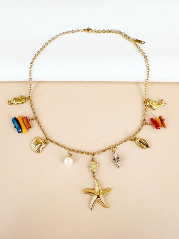Collier breloques charms mer océan en acier inoxydable – Image 2