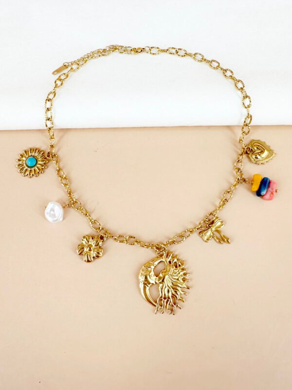 Collier breloques et charms soleil en acier inoxydable – Image 3