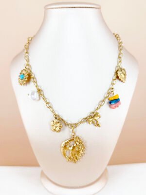 Collier breloques et charms soleil en acier inoxydable
