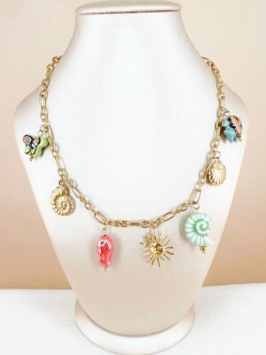 Collier breloques charms mer émail en acier inoxydable