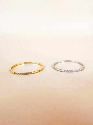 Bague fine strass en acier inoxydable 316L