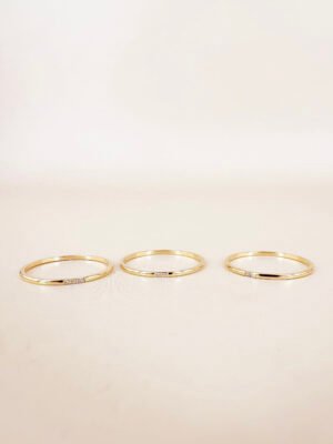 3 Bagues fines strass en acier inoxydable 316L