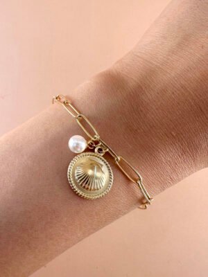 Bracelet médaillon coquillage en acier inoxydable 316L