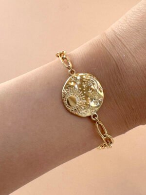 Bracelet médaillon planète en acier inoxydable
