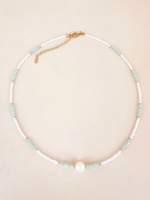 Collier perles fait main en acier inoxydable
