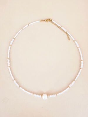 Collier perles fait main en acier inoxydable