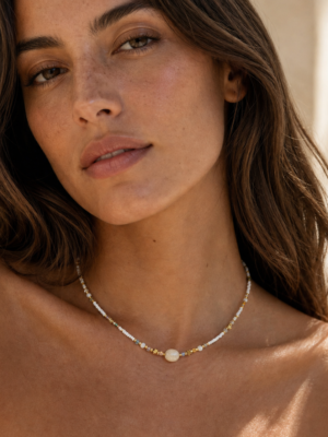 Collier perles fait main en acier inoxydable
