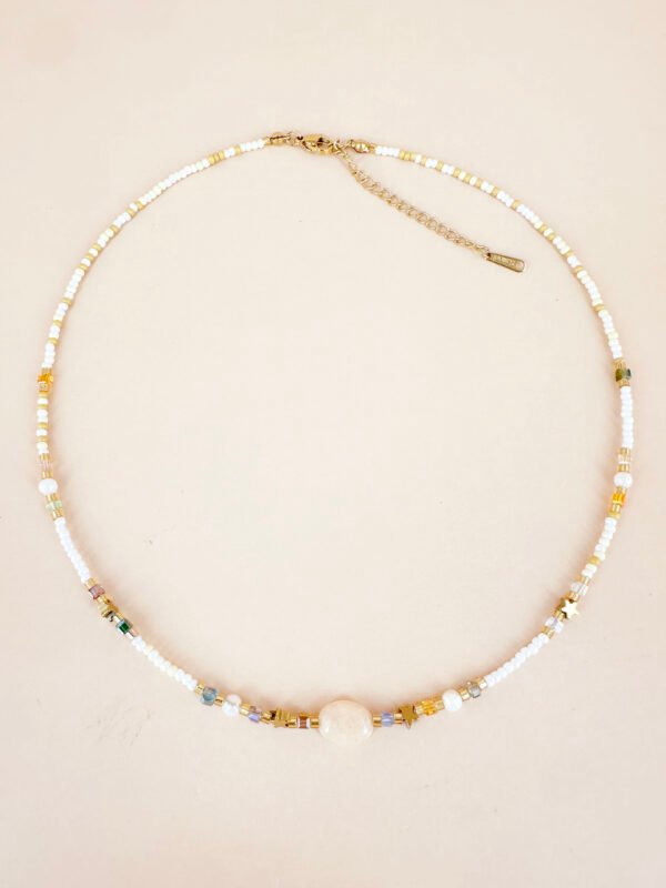 Collier perles fait main en acier inoxydable
