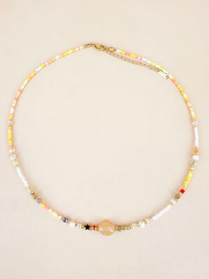 Collier perles fait main en acier inoxydable