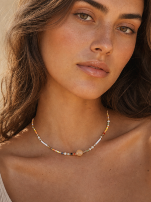 Collier perles fait main en acier inoxydable
