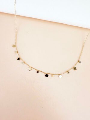 Collier pampilles trèfles en acier inoxydable