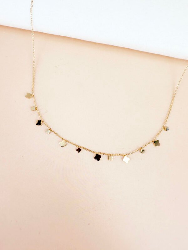 Collier pampilles trèfles en acier inoxydable