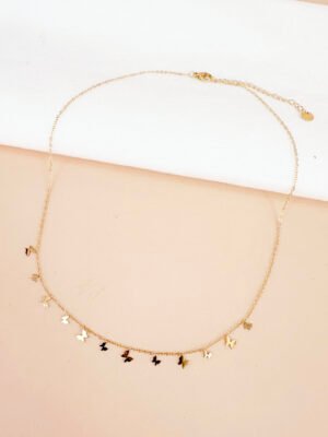Collier pampilles papillon en acier inoxydable