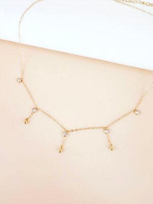 Collier pampilles strass en acier inoxydable
