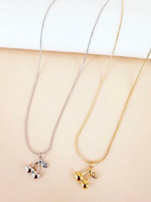 Collier pendentif cerise en acier inoxydable 316L