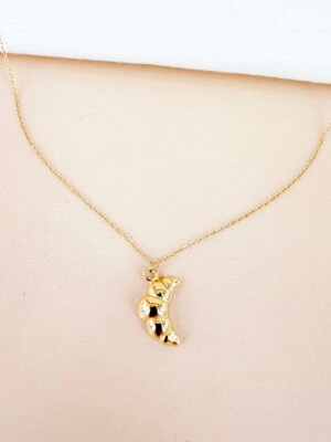 Collier pendentif croissant en acier inoxydable 316L