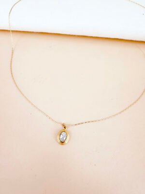 Collier pendentif strass en acier inoxydable 316L