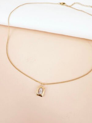 Collier pendentif strass en acier inoxydable 316L