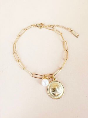 Bracelet médaillon coquillage en acier inoxydable 316L