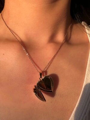 Collier pendentif coeur ouvrant en acier inoxydable 316L