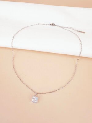Collier pendentif strass en acier inoxydable 316L