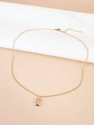Collier pendentif strass en acier inoxydable 316L