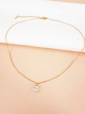 Collier pendentif strass en acier inoxydable 316L