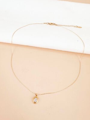 Collier pendentif strass en acier inoxydable 316L