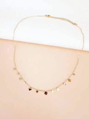 Collier pampilles trèfles en acier inoxydable