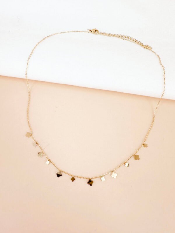 Collier pampilles trèfles en acier inoxydable – Image 2