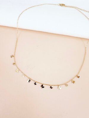 Collier pampilles papillon en acier inoxydable