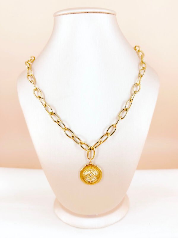 Collier médaillon motif bohème en acier inoxydable – Image 2