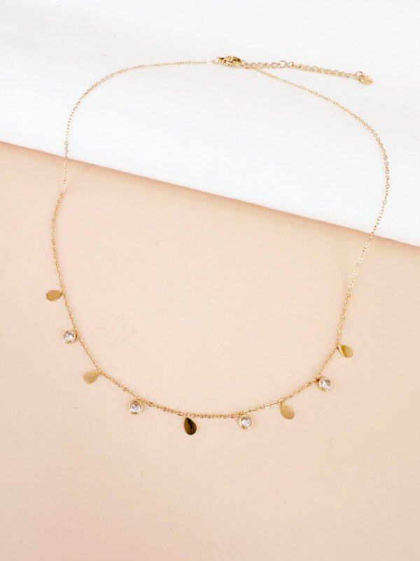 Collier pampilles gouttes et strass en acier inoxydable – Image 2